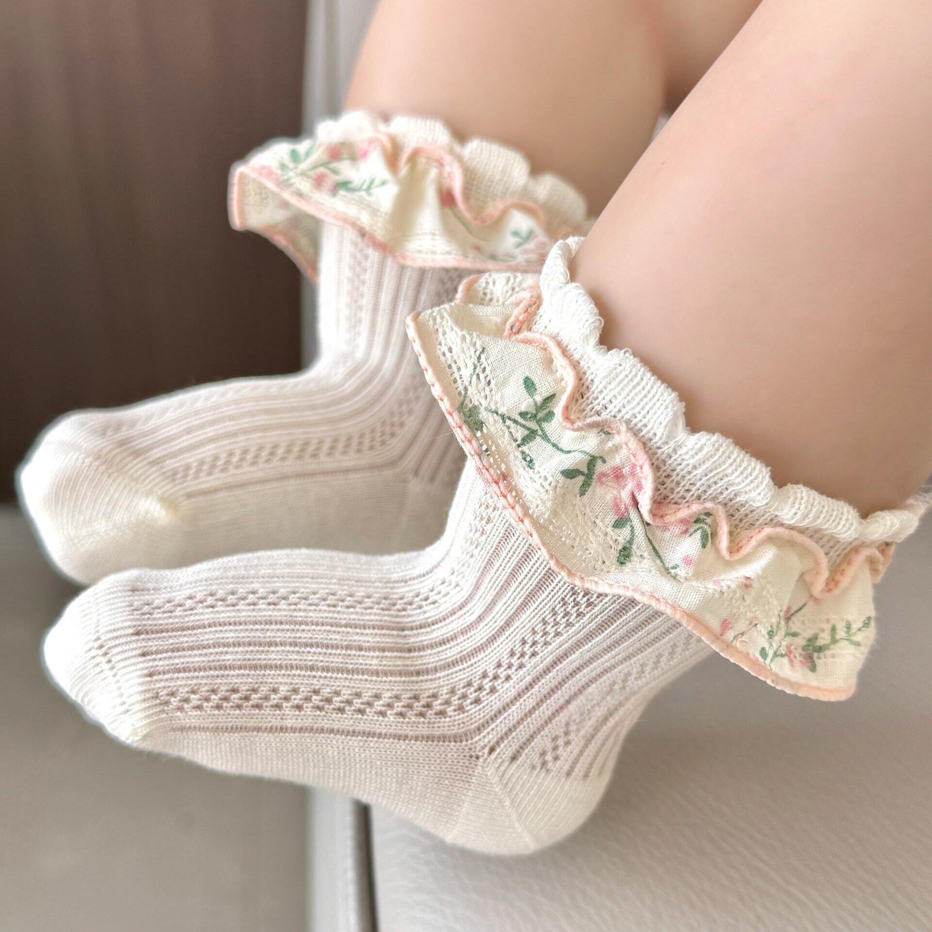 花边新生婴儿袜子夏薄款0