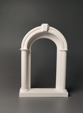 简约欧式拱门浅浮雕石膏立体艺术品家居摆饰北欧饰品拍照道具