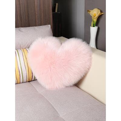北欧ins风爱心心形抱枕毛绒网红粉色毛毛仿羊毛女生沙发靠枕靠垫