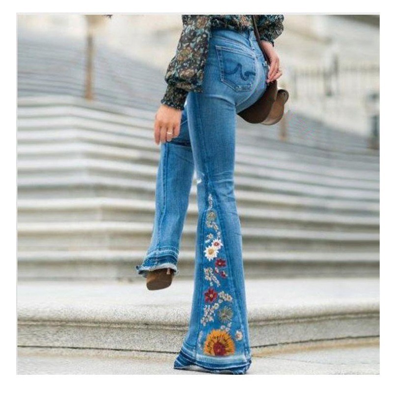 现货速发Embroidered Trousers Deim Be Botm Pats Vetilatio Hig