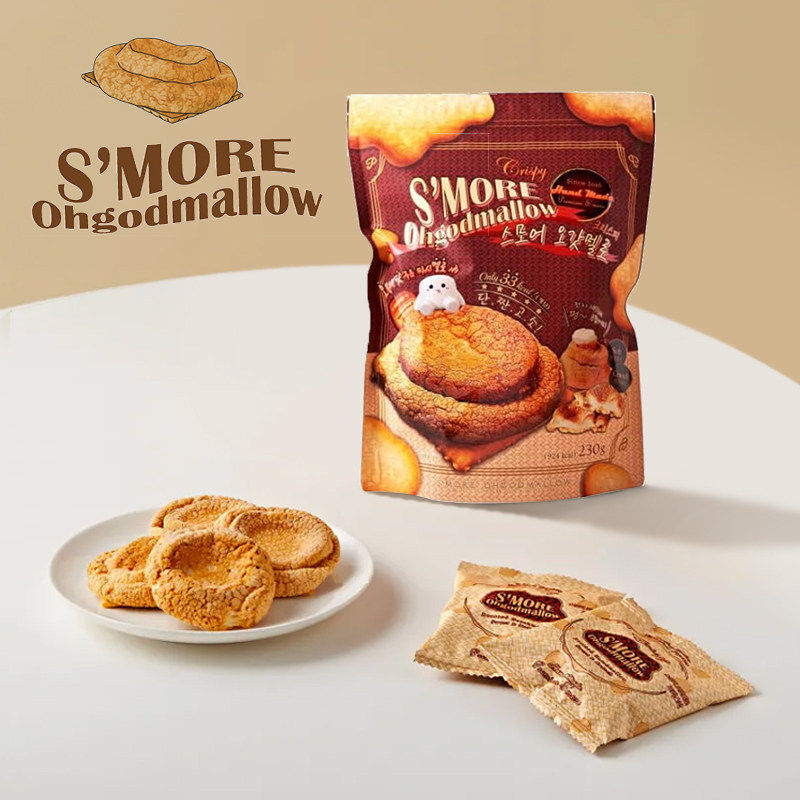 韩国进口S'MORE OHGODMALLOW棉花糖脆皮饼干低糖低卡儿童零食网红