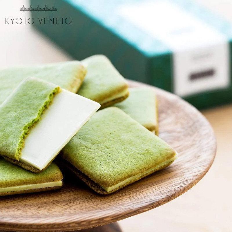 日本Kyoto Veneto京都宇治抹茶白巧克力夹心饼干现货伴手礼盒零食
