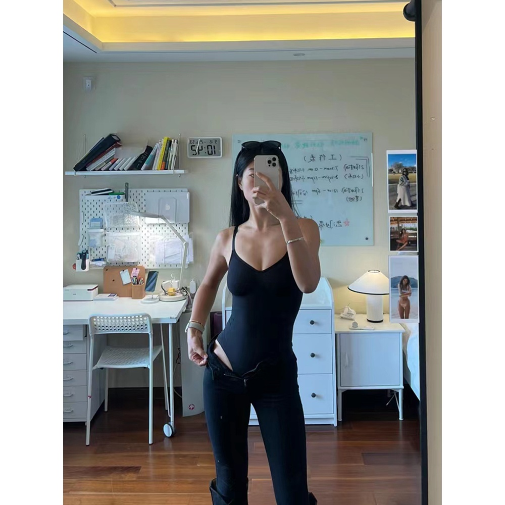 skims连体衣塑身衣女带胸