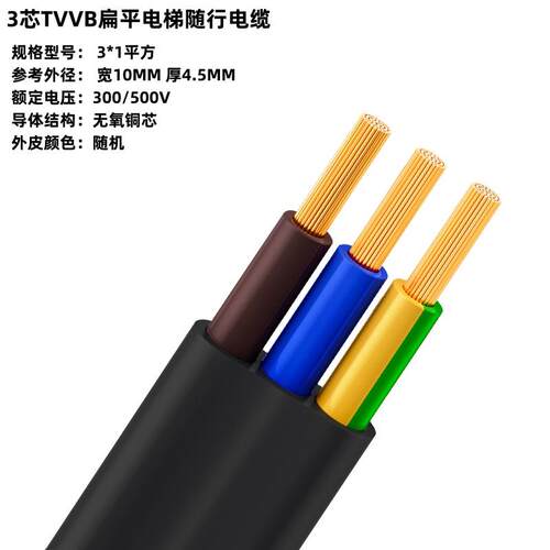 电动伸缩门专用电源线TVVB3芯4芯8芯10芯电动门扁平电梯柔软排线