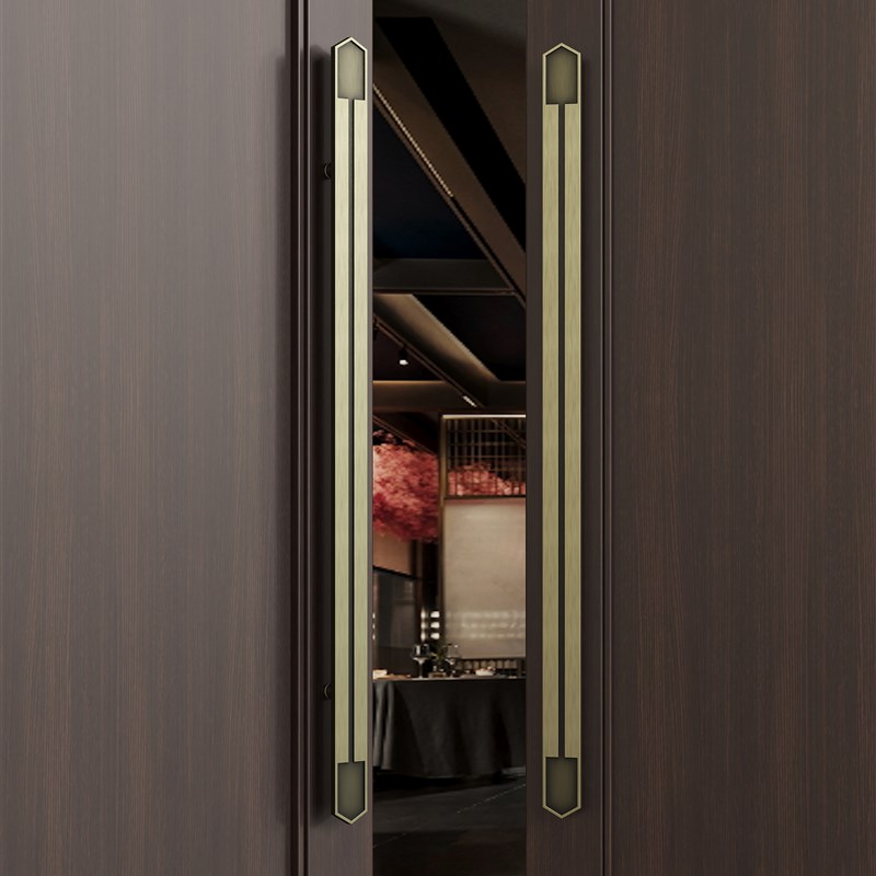 新中式仿古玻璃门拉手酒店铺会议室推拉大门O把手有无框雕刻大扶