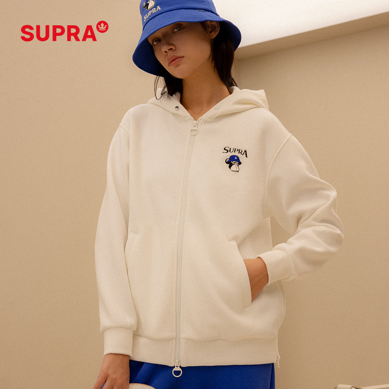 官方拉链帽衫Supra连帽开衫女款