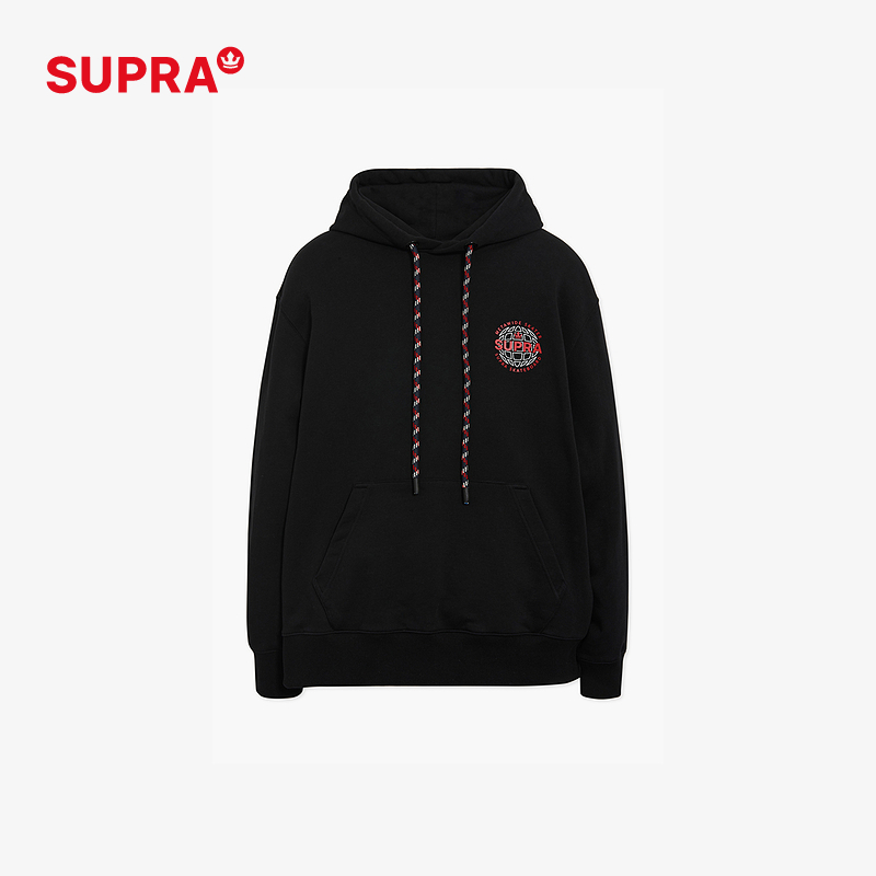 官方套头帽衫Supra连帽套头
