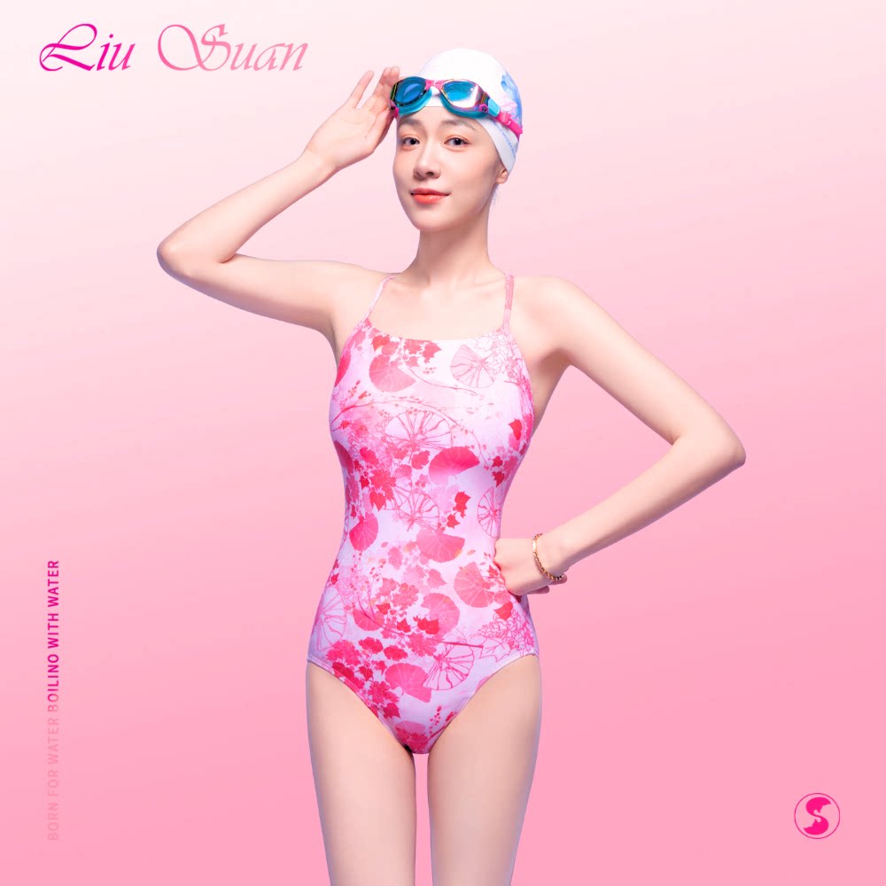 鎏酸竞速泳衣泡温泉专业训练运动低开叉遮肚显瘦连体游泳衣