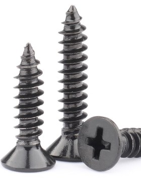 黑色304不锈钢KA十字平头沉头自攻小螺丝M1.4-LM2加长螺钉M3M4M5M