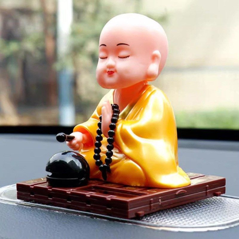太阳能自动点头敲木鱼小和尚汽车小摆件车载可爱小沙弥公仔中控台,搬运/仓储/物流设备,机械式停车设备（立体停车库）,淘宝优惠券,粉丝福利购,淘宝优惠卷