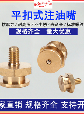平扣式黄油嘴平头油嘴1622MM平扣全纯铜船用扁平注油咀M13/810124
