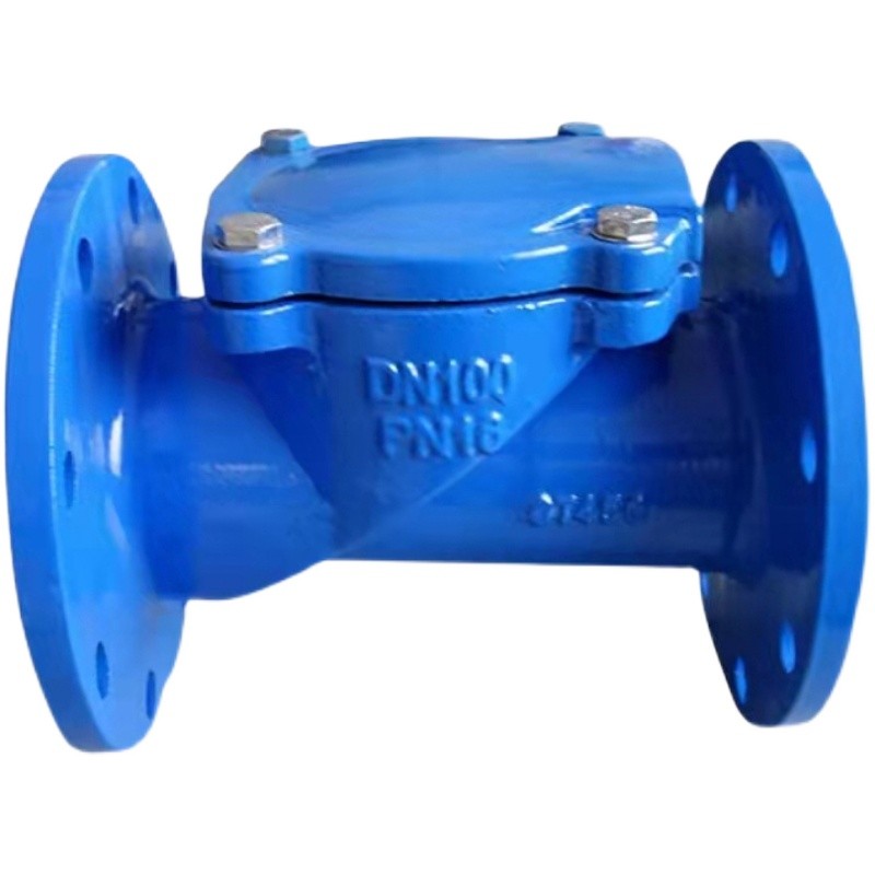 H44X-16法兰橡胶瓣止回阀旋启式球墨铸铁单向阀止逆阀管道DN50100