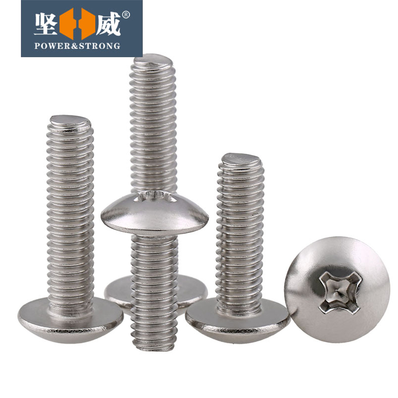 304不锈钢十字大扁头螺丝蘑菇伞头螺栓半圆头机螺钉M2M3M4M.5M6M8