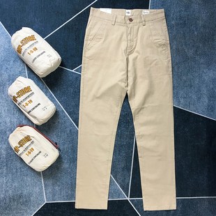 工作褲 純棉休閑褲 復(fù)古深灰v藏青卡其色小直筒修身 工裝 男美式 春秋