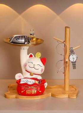 爆款猫钥匙收纳摆件乔迁新居开业礼物喜庆装饰现代客厅玄关置