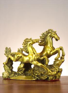爆款铜马铜十二生肖马铜双马腾飞家居店铺办公室工艺品摆件双奔马