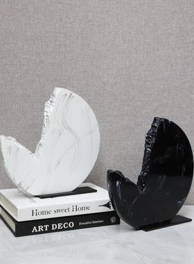 爆款欧式轻奢仿大理石纹缺口树脂艺术摆件客厅玄关书房酒店家居装