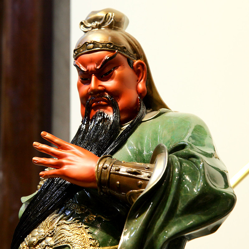 新品台湾铜雕关公摆件关公像供奉关二爷J神像家居饰品关羽武财神