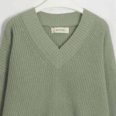 极速Wixra Wogmen Basic V Neck Sweater Warm Thick Loose Pullo