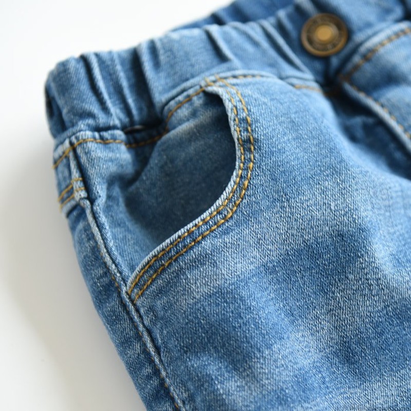 极速补货到 潮范儿童弹力牛仔裤立体拼接男童女R童抓痕长裤 裤子