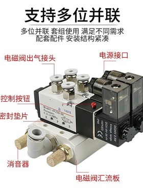极速电磁阀 4V210-08rV 4V310-10电磁电阀气动控制阀220V气阀24V