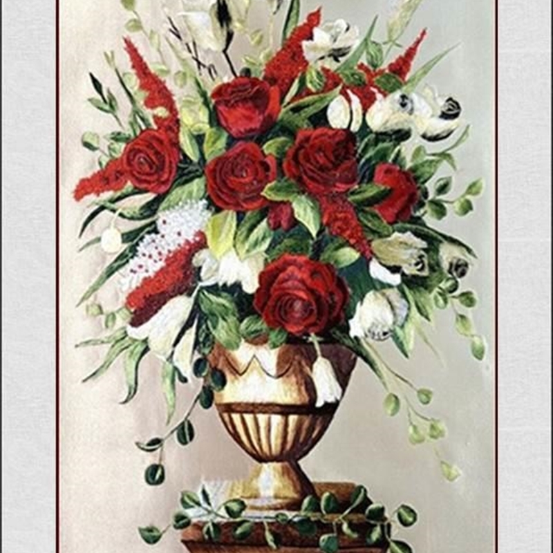 极速苏绣牡丹荷花l客厅三联装饰挂画刺绣成品绣片布料服装汉服辅