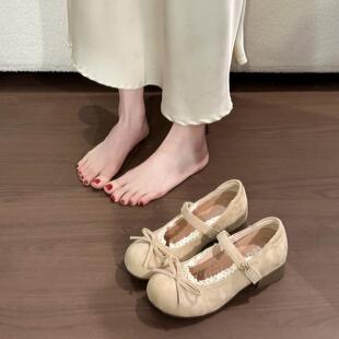 新品百搭复古粗跟浅口单鞋女2026新款H春夏配裙子小个子增高玛丽