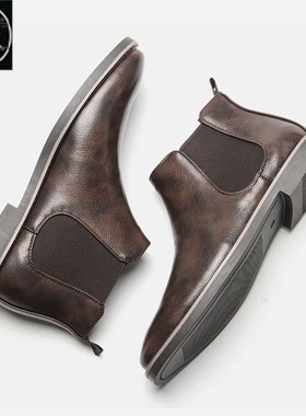 极速40~46 eChelse Boots Men Comfortble Fshion Lether Shoes