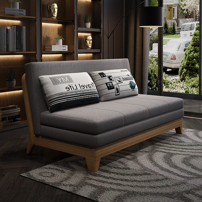 极速实木沙发床两用可折叠客厅小户型双人多功能推V拉储物省空间