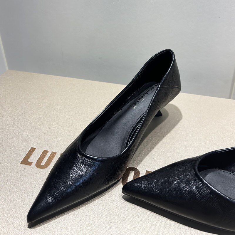 极速低跟b高跟鞋女细跟新款百搭舒适软底尖头气质不累脚职业软皮