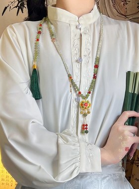 极速明制马面裙汉服平安q锁璎珞背云流苏项链新中式古风国风小众