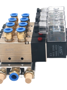 极速二位五通电磁阀组4V210-08/AC220V/DC24V/二三U四五十位/配8m