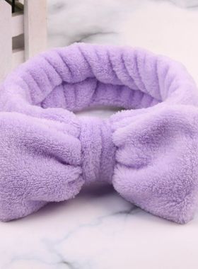 极速Autumn Winter Women Coral FleecEe Bow Hair Band Solid Co