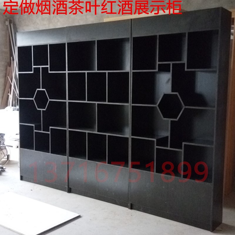 极速新款木质茶叶展柜工艺品烟酒展示架斜坡多宝阁U实木板展架玻