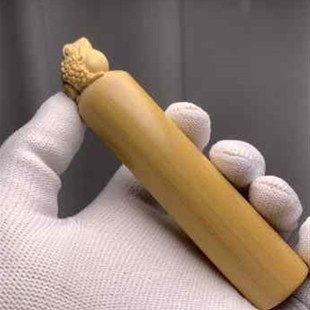 极速新品向暖老料玉竹实心竹手把件竹雕刻金O蟾黄皮文玩把件摆件