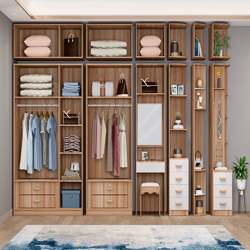 极速现代简约实木衣柜p成品卧室生态板大容量对开门柜子家用经济