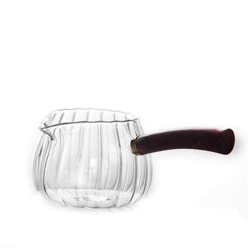 厂家供应侧把玻璃公道杯茶漏套装 大小号茶海加厚耐热木把公道杯