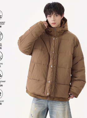 当潮马男棉衣假两件棉服休闲简约异色羽绒棉加厚连帽HTLB829