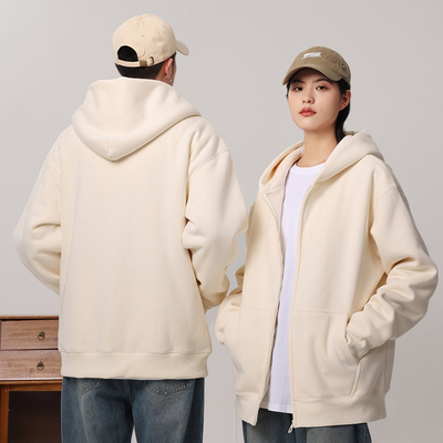 当潮马加绒连帽拉链卫衣500克仿羊羔绒加厚秋冬重磅连帽衫MRSW060