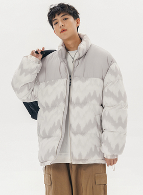 当潮马羽绒棉衣男士冬季潮流加厚棉袄宽松棉服立领外套男HTLB780