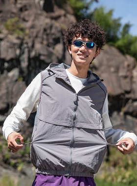 当潮马连帽无袖透气马甲外套男女秋季百搭休闲上衣开衫IZEXX90557