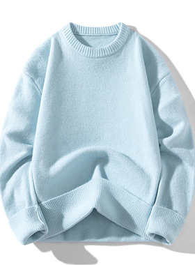 当潮马秋冬新款毛衣男薄款针织衫青少年保暖圆领光板毛衣CM-3981