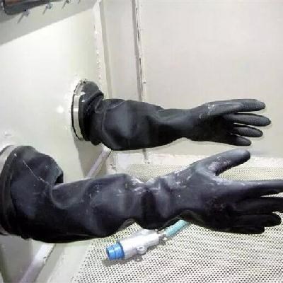 箱式喷砂机手套加厚防护黑橡胶喷沙手套颗粒光面皱纹乳胶喷砂手套