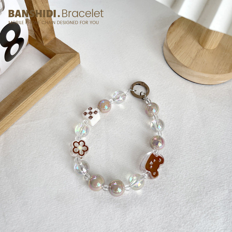 手机挂绳手提咖啡小熊挂链饰手工串珠宽腕带手链透明珍珠个性吊牌手工圆珠子女款挂件吊坠绳结实耐用防丢吊绳,3C数码配件,手机挂件/手机链,淘宝优惠券,粉丝福利购,淘宝优惠卷