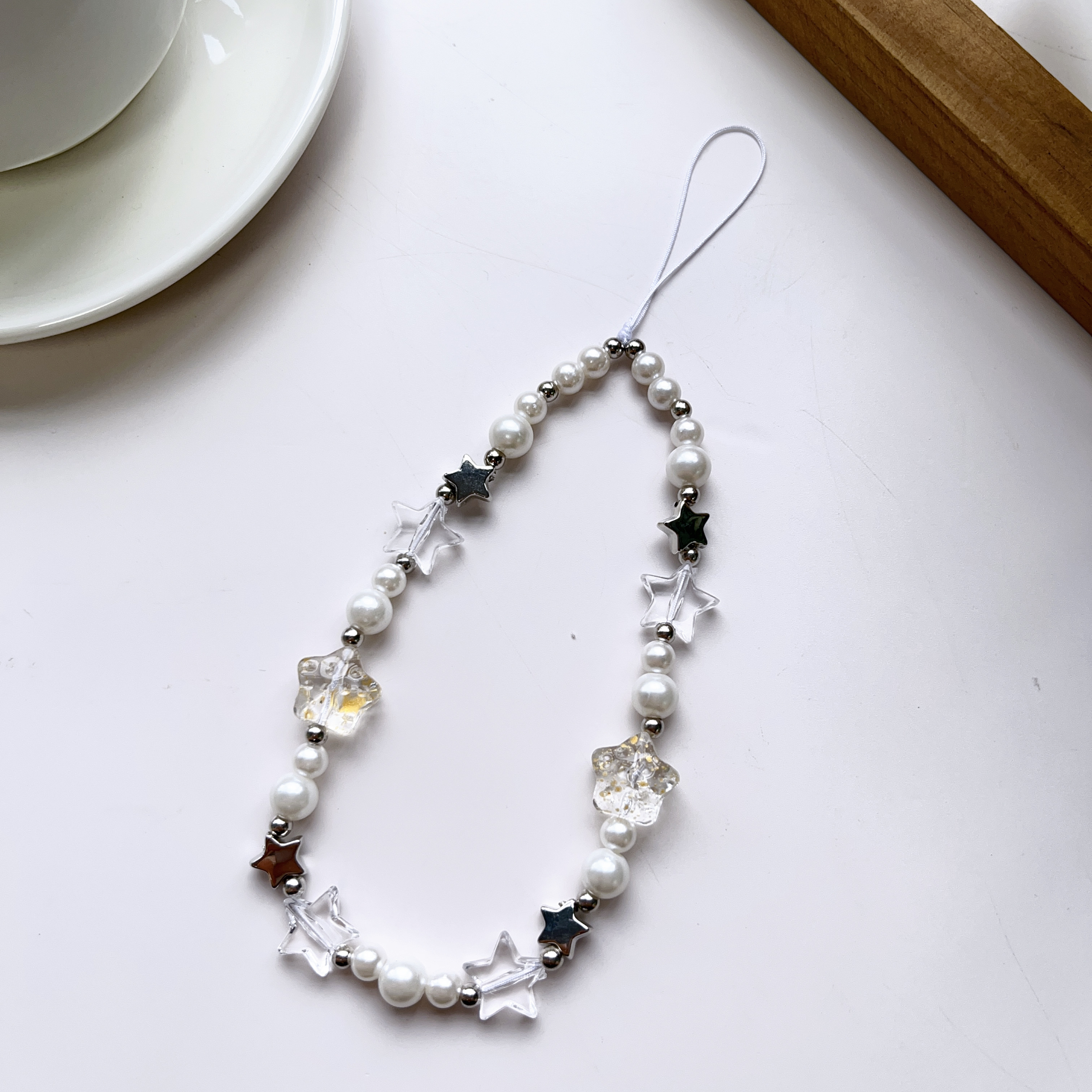 班诗迪透明星星奢华纯白珍珠挂绳