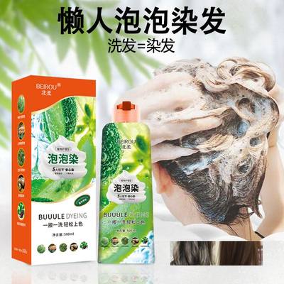 正品500ml植物泡泡染发剂植物精华护理不伤头皮不伤发染发膏遮白