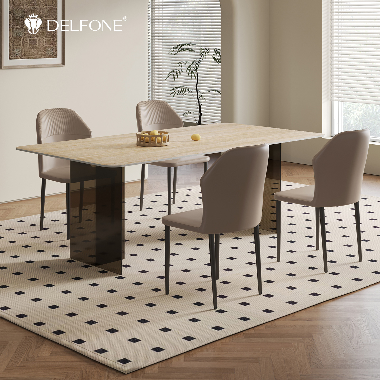 德利丰法式复古亚克力悬浮餐桌