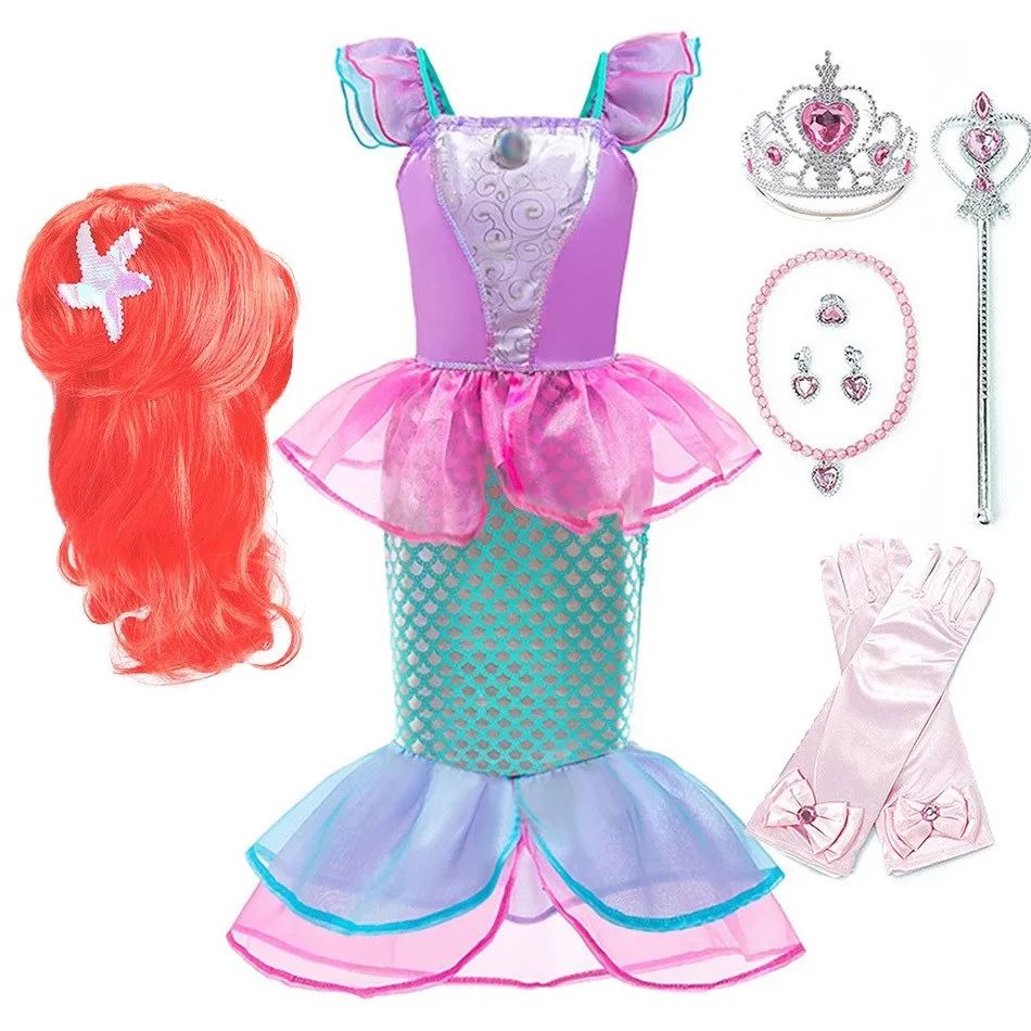 Girl Ariel Dress Kids Little Mermaid Costume Children Christ