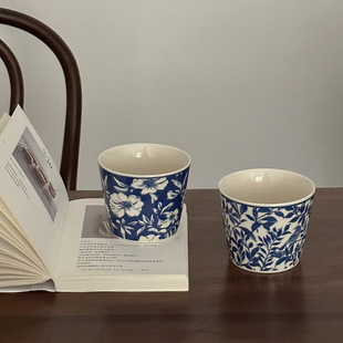 景德镇原创设计陶瓷水杯青花釉下彩咖啡杯猪口杯伴手礼