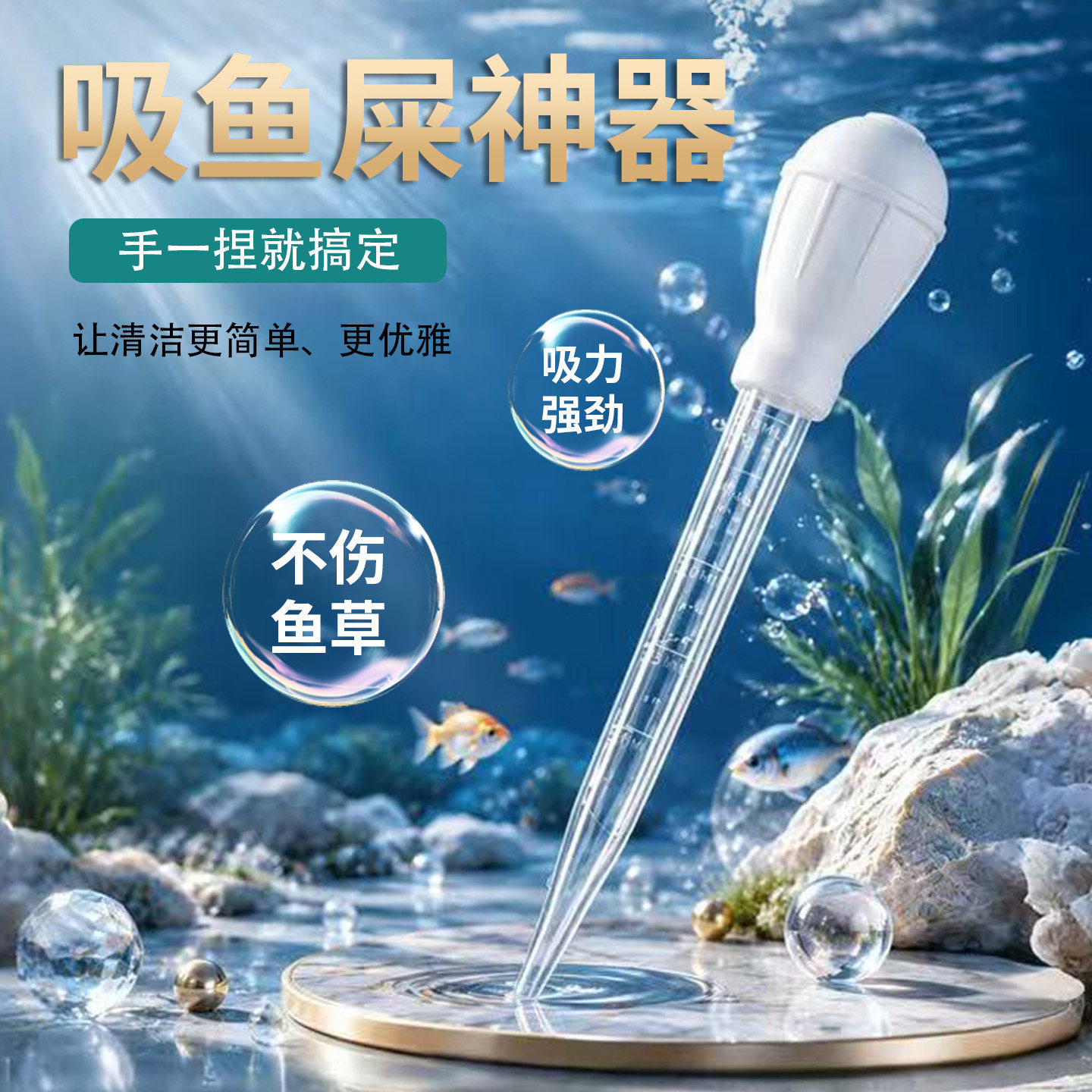 吸便手捏抽乌龟鱼屎吸粪便器鱼缸换水吸便器迷你小型吸管清洁工具